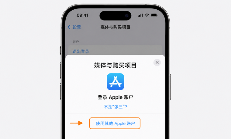 使用其他 Apple 账户登录媒体与购买项目的教程图